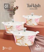 Printed Donga 3 Pcs Set With Lid For Serving
