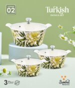Printed Donga 3 Pcs Set With Lid For Serving