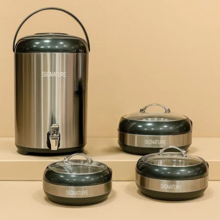Signature 4-Piece Gift Pack Grey Color which Includes 3 Hot Pots + 1 Cooler