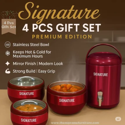Signature 4 piece gift pack which include 3 hot pots and 1 cooler in red color