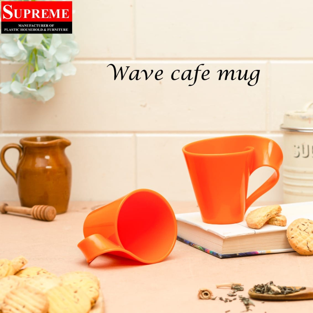 Wave Cafe Acrylic Tea Mug in Orange Color
