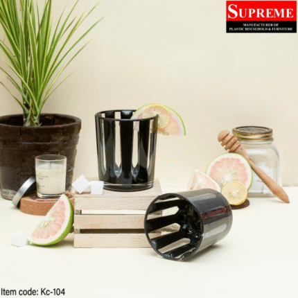 Acrylic Striped Glass in Black Color For Drinking