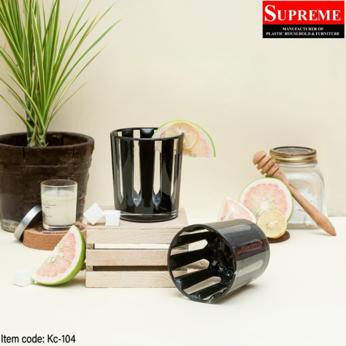 Acrylic Striped Glass in Black Color For Drinking