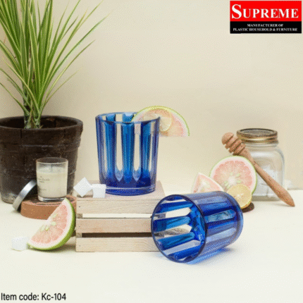 Acrylic Striped Glass in Blue Color For Drinking
