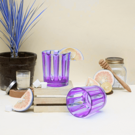 Acrylic Striped Glass in Purple Color For Drinking