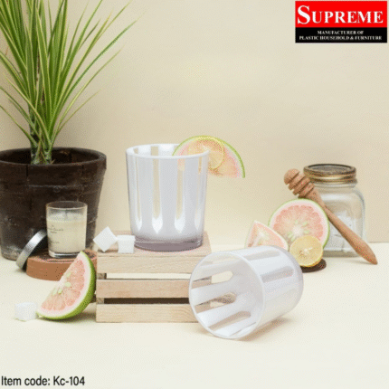 Acrylic Striped Glass in White Color For Drinking