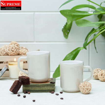 Acrylic Tea Mug For Drinking in White Color
