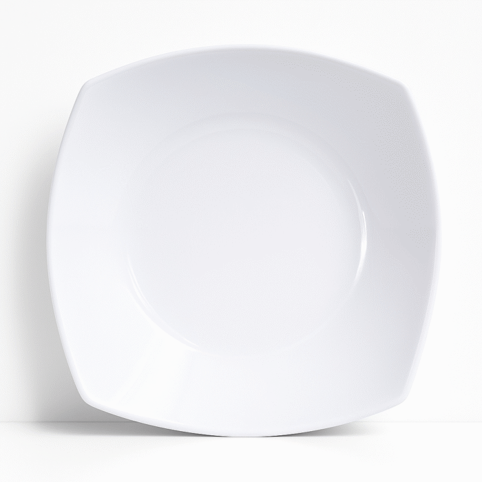 Double Glazed Melamine Square Shape 7.5 inch Quarter Deep Plate in White Color