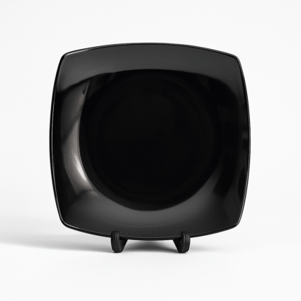 Double Glazed Melamine Square Shape 8.5 inch Deep Plate in Black Color