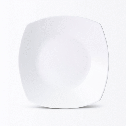 Double Glazed Melamine Square Shape 8.5 inch Deep Plate in White Color