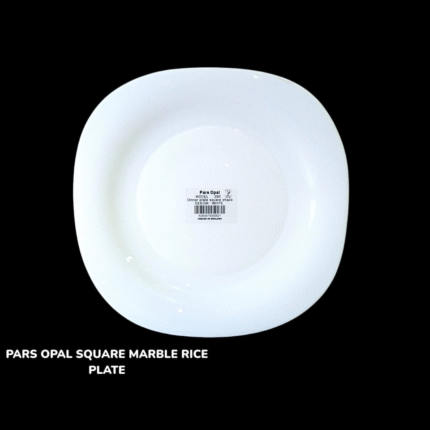 Pars Opal Square Marble Dinner Plate in White Color