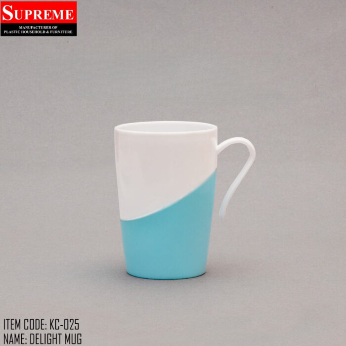plastic mug in light blue color for drinking