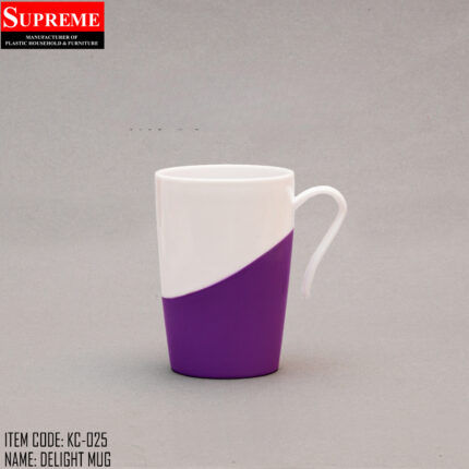 plastic mug in purple color for drinking