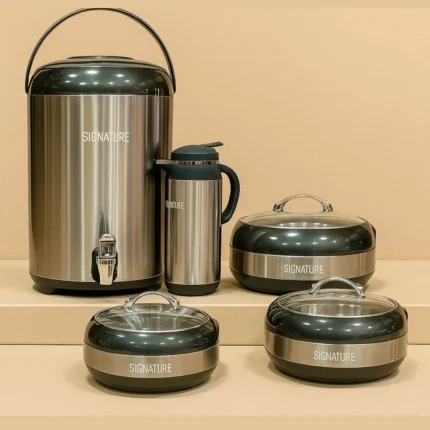 Signature 5-Piece Gift Pack Grey Color which Includes 3 Hot Pots + 1 Cooler + 1 Thermos