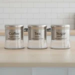 3 pcs glass canister set with metal coating for kitchen storage