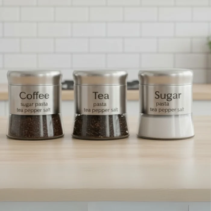 3 pcs glass canister set with metal coating for kitchen storage