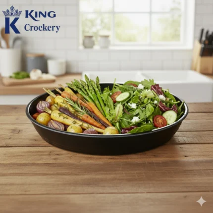 melamine black color serving dish
