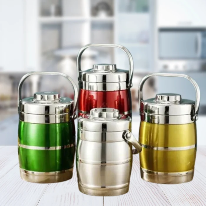 Stainless steel tiffin lunch box with 2.4 liter capacity