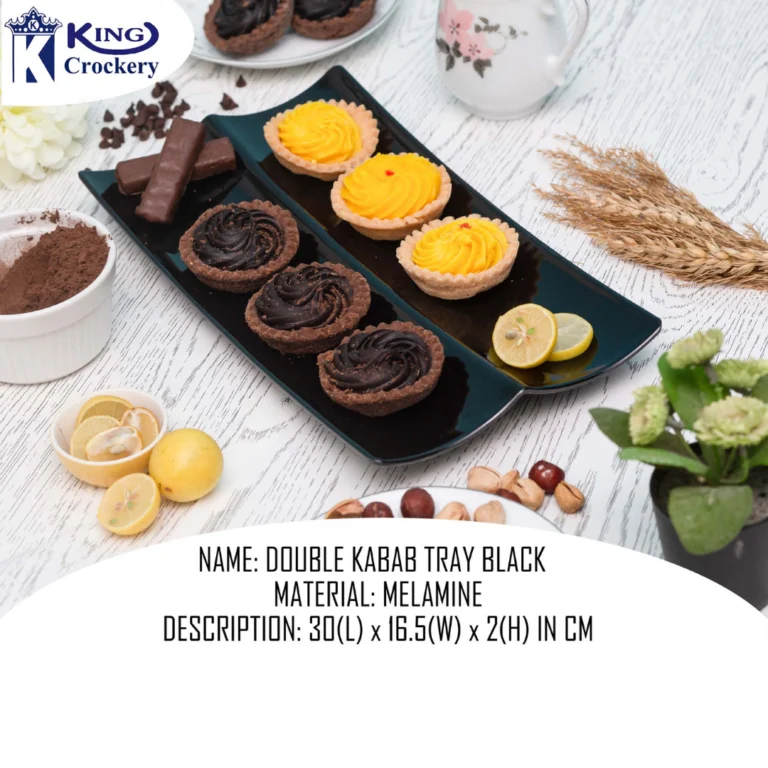 Melamine Black Color Double Kabab Tray For Serving