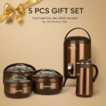 Signature 5-Piece Gift Pack Brown Color which Includes 3 Hot Pots , 1 Cooler and 1 Thermos