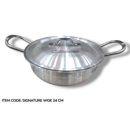 Signature metal finish wok with lid, 24 cm
