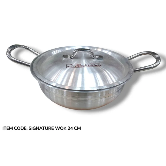 Signature metal finish wok with lid, 24 cm