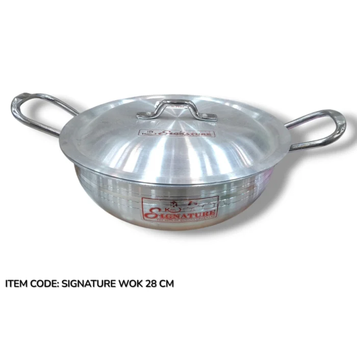 Signature metal finish wok with lid, 28 cm