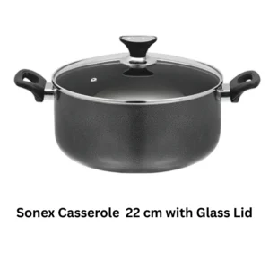 Sonex 22 cm Casserole with Glass Lid For Cooking