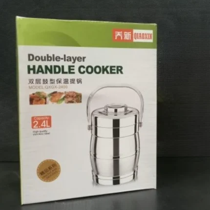 Stainless steel tiffin lunch box with 2.4 liter capacity