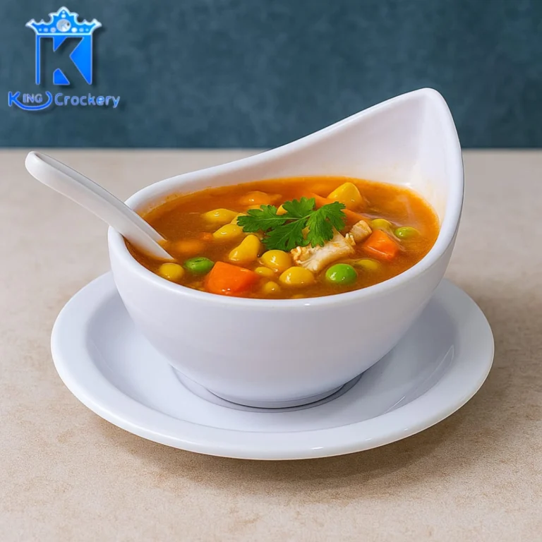 White Color Soup Piyali, Saucer and Soup Spoon