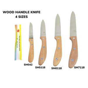 Wood Handle Knife in 4 Sizes for Cutting