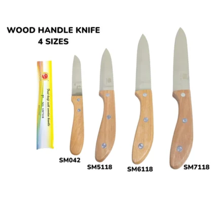 Wood Handle Knife in 4 Sizes for Cutting