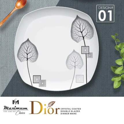 Dior Crystal Coated Double Glazed Melamine 77 Pcs Set Dinner Ware For 8 Person