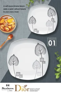 Dior Crystal Coated Double Glazed Melamine 77 Pcs Set Dinner Ware For 8 Person