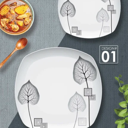 Dior Crystal Coated Double Glazed Melamine 77 Pcs Set Dinner Ware For 8 Person