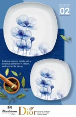 Dior Crystal Coated Double Glazed Melamine 77 Pcs Set Dinner Ware For 8 Person