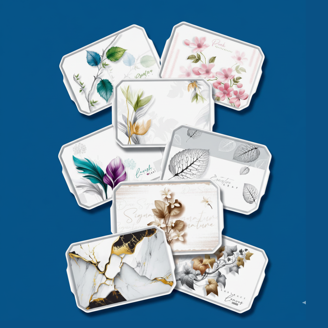 4 Pieces Signature Printed Tray Set For Serving