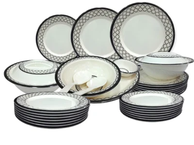 melamine double glazed printed dinner set for dining and serving