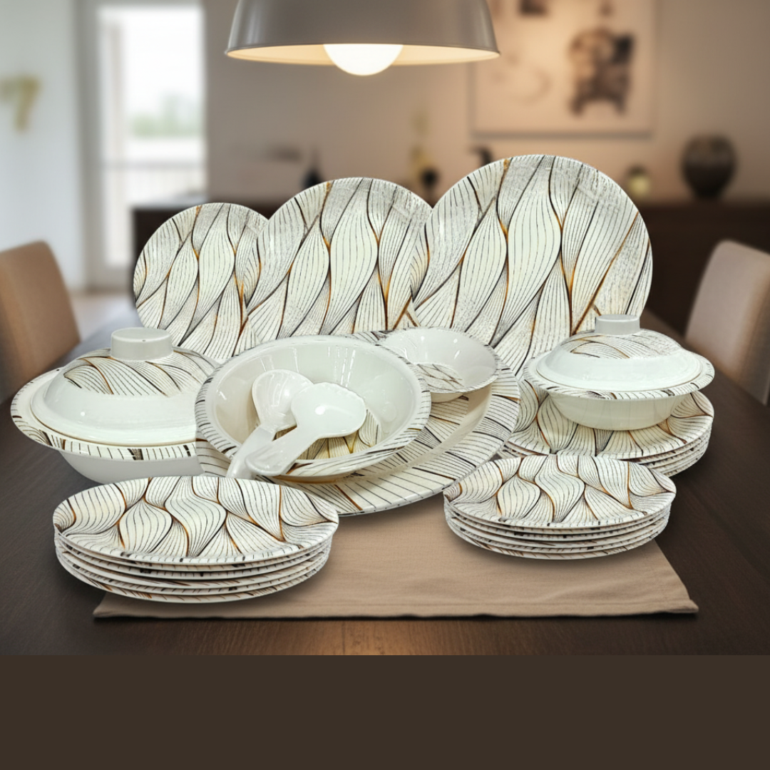 melamine printed double glazed dinner set for dining and serving 3