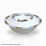 Melamine Printed Double Glazed Donga with Cover For Serving