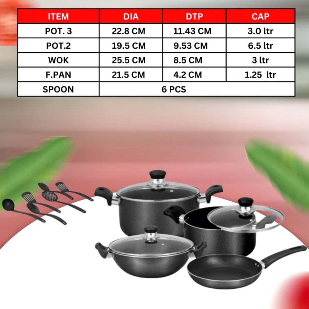 sonex 13 pcs cookware gift pack with glass lid (5) Sonex Calix 13 Pieces Cookware Gift Pack With Glass Lid