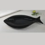 melamine fish serving platter in black color