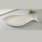 melamine fish serving platter in cream color