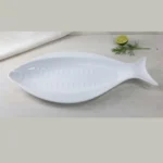 melamine fish serving platter in white color