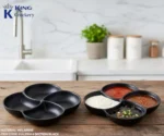 melamine haleem 4 section for serving in black color