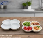 melamine haleem 4 section for serving in white color