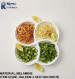melamine haleem 4 section for serving in white color