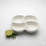 melamine haleem topping 4 section platter for serving in cream color