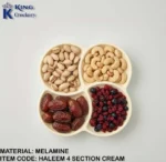 melamine haleem topping 4 section platter for serving in cream color