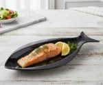 trout fish serving platter in black color